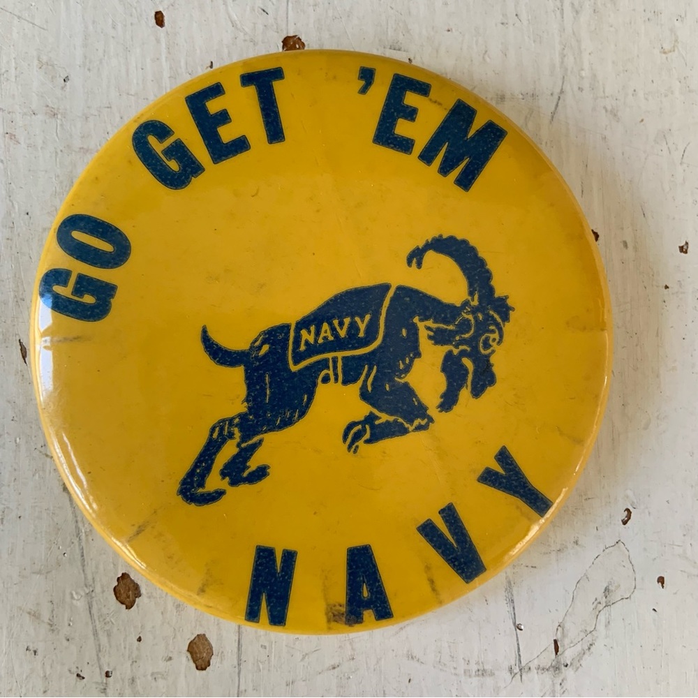 Navy Go Get Em Vintage Pin Size 3.25 Inches